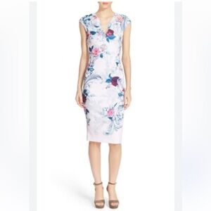 Ted Baker Acanthus Scroll Dress NWT Floral Midi Scuba Knit Wedding Guest Size 6